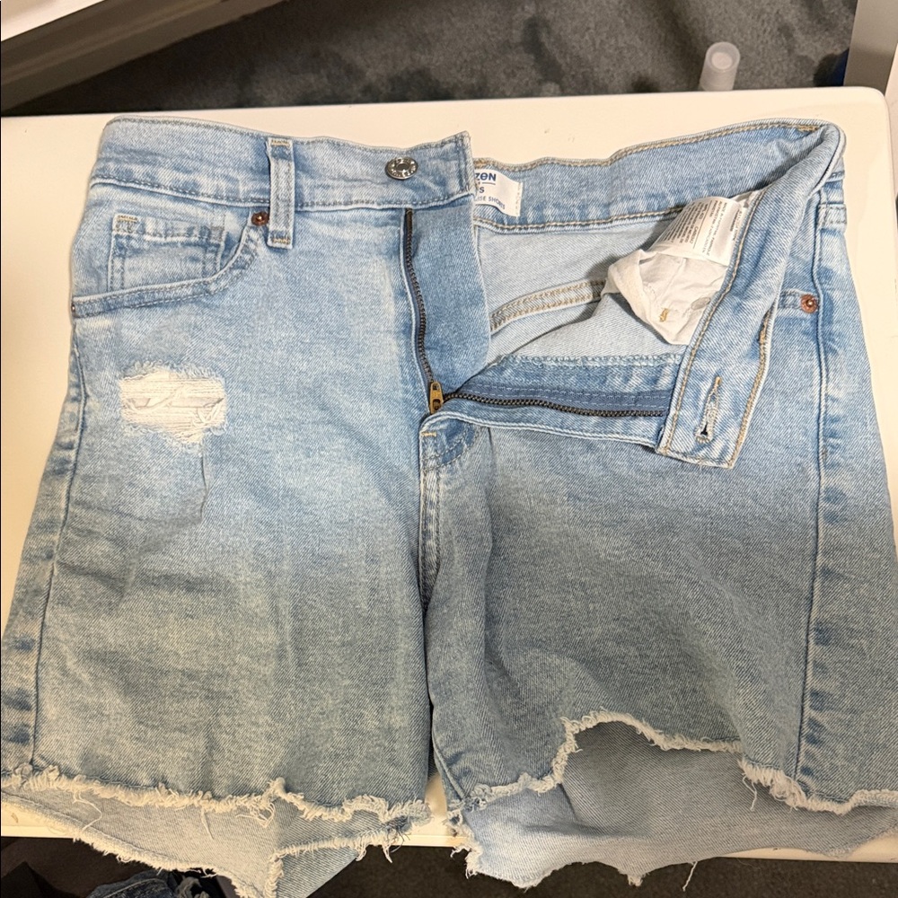 Denizen from Levi's Light Blue Frayed Hem Jean Shorts